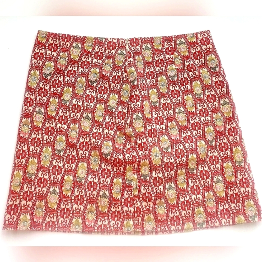 KORS Michael Kors Cotton Mini Skirt Cream, Red, Orange & Pink Size 8